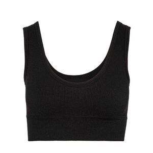 Miso Womens/Ladies Ribbed  Cotton Slim Crop Top / Black